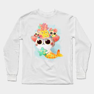 Mercat in Cat Fruit Hat Long Sleeve T-Shirt